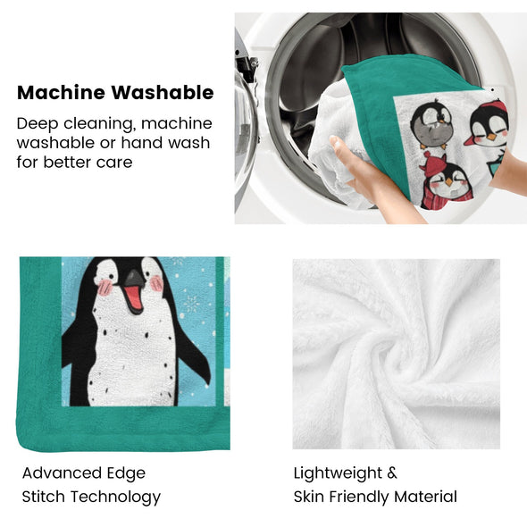 Penguin Blanket Fleece Throw Blanket Super Soft Warm Gifts for Baby Girls Boys Kids Mom Grandma Room Decor