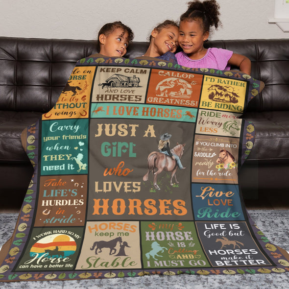 Horse Blanket Gift for Women Girl Who Loves Horses for Sofa Couch Bed Room Birthday Decor Bed Travel