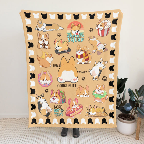 Corgi Blanket Fleece Throw Blanket Super Soft Warm Gifts for Baby Girls Boys Kids Mom Grandma Room Decor