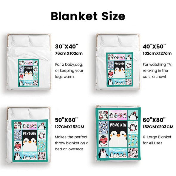 Penguin Blanket Fleece Throw Blanket Super Soft Warm Gifts for Baby Girls Boys Kids Mom Grandma Room Decor