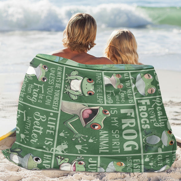 Frog Pattern Blanket Fleece Throw Blanket Super Soft Warm Gifts for Baby Girls Boys Kids Mom Grandma Room Decor