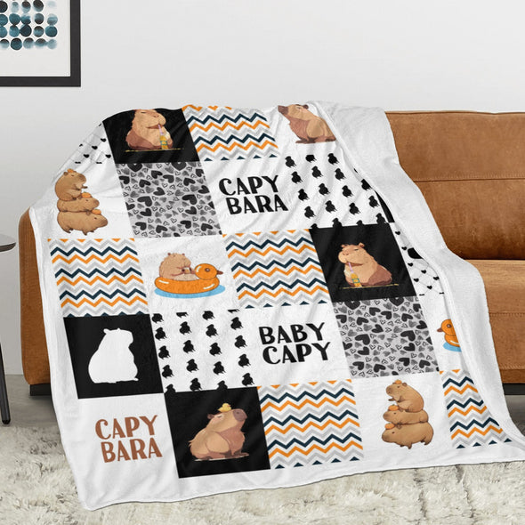 Capybara Pattern Blanket Fleece Throw Blanket Super Soft Warm Gifts for Baby Girls Boys Kids Mom Grandma Room Decor