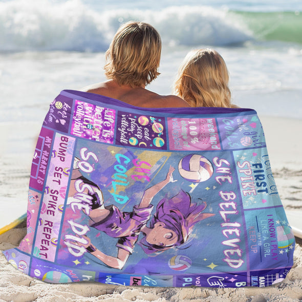 Volleyball Pattern Blanket Fleece Throw Blanket Super Soft Warm Gifts for Baby Girls Boys Kids Mom Grandma Room Decor