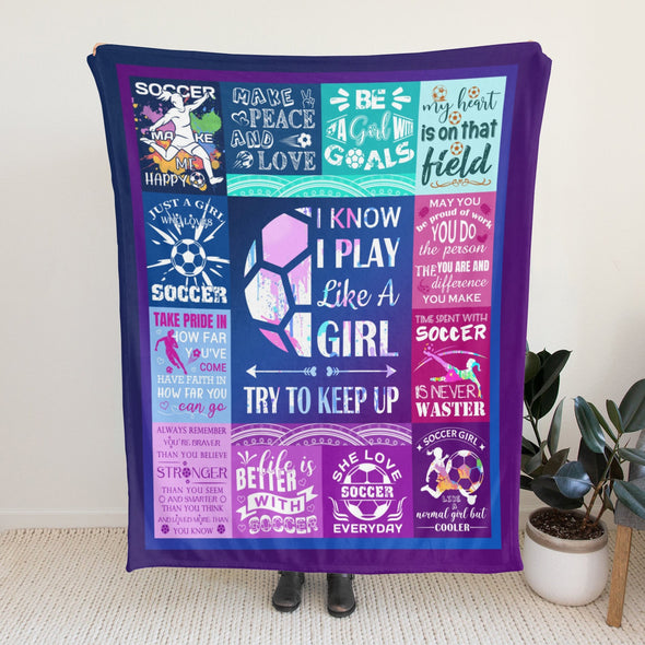 Soccer Blanket, Soccer Sports Themed Throw, Soft Nap Throw Blanket for Home Boys Girls Women Men Soccer Lovers Gifts