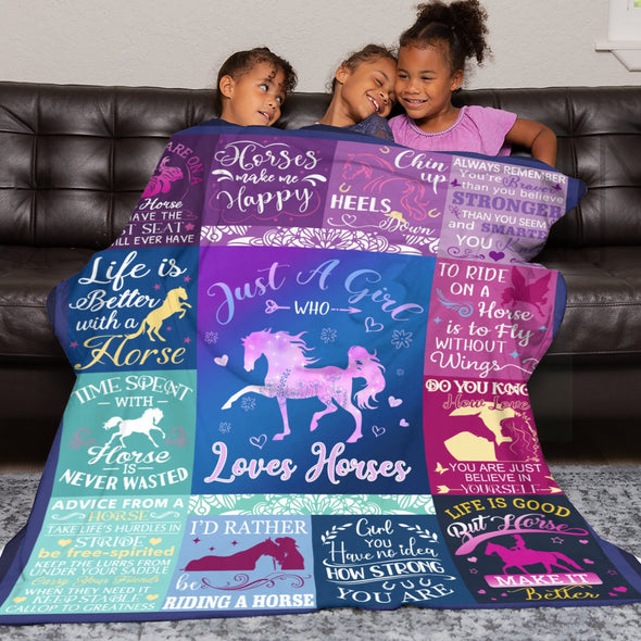 Horse Blanket Gift for Women Girl Who Loves Horses for Sofa Couch Bed Room Birthday Decor Bed Travel