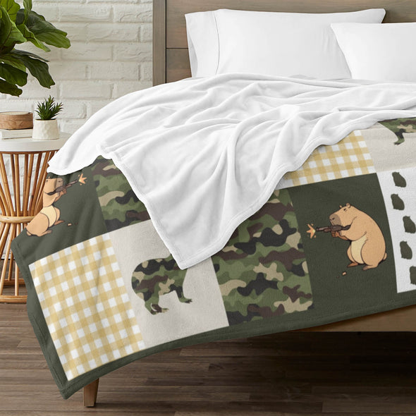 Capybara Pattern Blanket Fleece Throw Blanket Super Soft Warm Gifts for Baby Girls Boys Kids Mom Grandma Room Decor