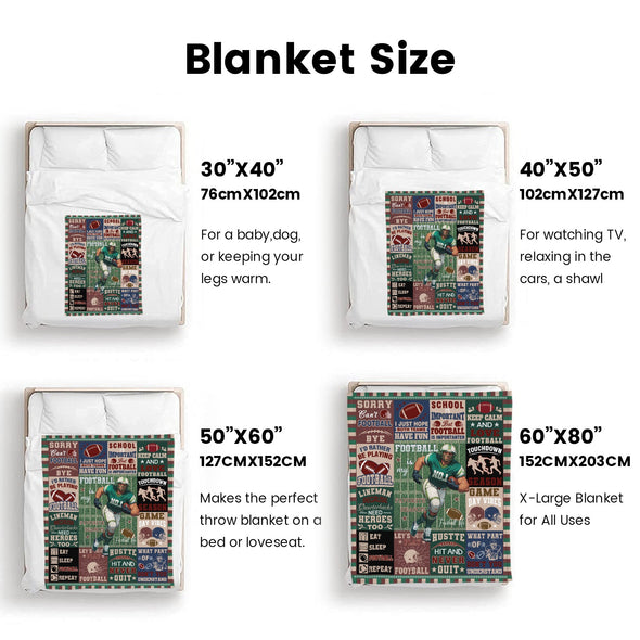 Football Pattern Blanket Fleece Throw Blanket Super Soft Warm Gifts for Baby Girls Boys Kids Mom Grandma Room Decor