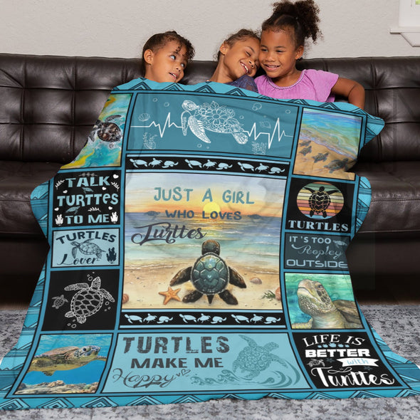 Turtle Pattern Blanket Fleece Throw Blanket Super Soft Warm Gifts for Baby Girls Boys Kids Mom Grandma Room Decor