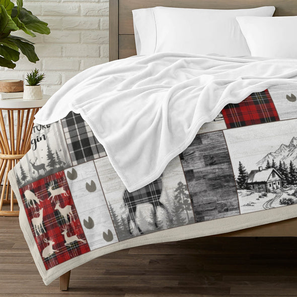Deer Pattern Blanket Fleece Throw Blanket Super Soft Warm Gifts for Baby Girls Boys Kids Mom Grandma Room Decor