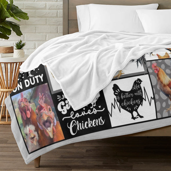 Chicken Pattern Blanket Fleece Throw Blanket Super Soft Warm Gifts for Baby Girls Boys Kids Mom Grandma Room Decor