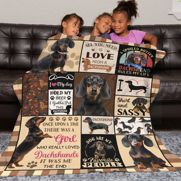 Dachshund Pattern Blanket Fleece Throw Blanket Super Soft Warm Gifts for Baby Girls Boys Kids Mom Grandma Room Decor