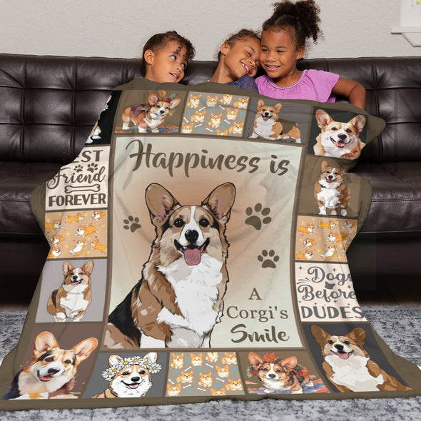 Corgi Blanket Fleece Throw Blanket Super Soft Warm Gifts for Baby Girls Boys Kids Mom Grandma Room Decor