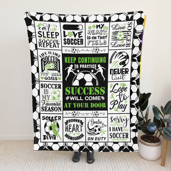 Soccer Blanket, Soccer Sports Themed Throw, Soft Nap Throw Blanket for Home Boys Girls Women Men Soccer Lovers Gifts