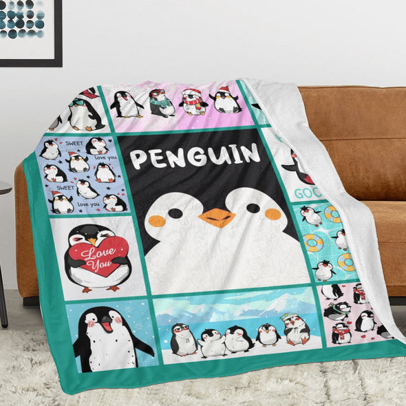 Penguin Blanket Fleece Throw Blanket Super Soft Warm Gifts for Baby Girls Boys Kids Mom Grandma Room Decor