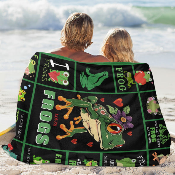 Frog Pattern Blanket Fleece Throw Blanket Super Soft Warm Gifts for Baby Girls Boys Kids Mom Grandma Room Decor