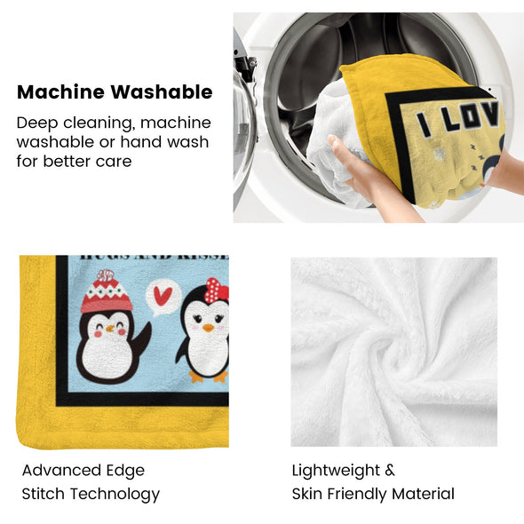 Penguin Blanket Fleece Throw Blanket Super Soft Warm Gifts for Baby Girls Boys Kids Mom Grandma Room Decor
