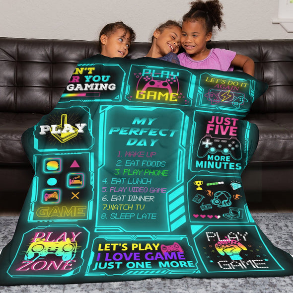 Gamer Blanket Fleece Throw Blanket Super Soft Warm Gifts for Baby Girls Boys Kids Mom Grandma Room Decor
