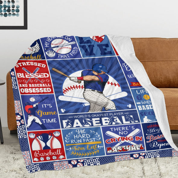Baseball Pattern Blanket Fleece Throw Blanket Super Soft Warm Gifts for Baby Girls Boys Kids Mom Grandma Room Decor