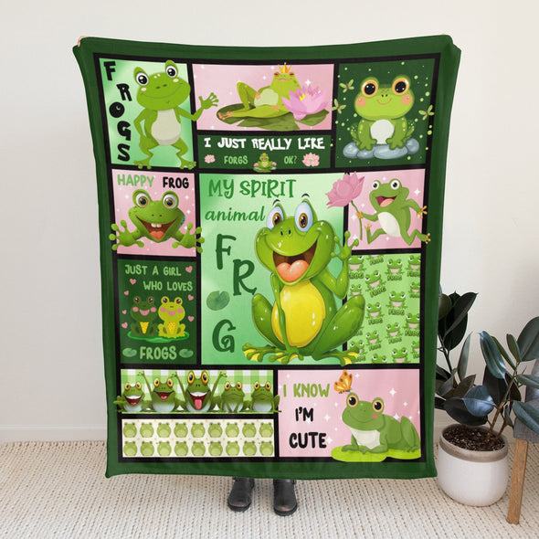 Frog Pattern Blanket Fleece Throw Blanket Super Soft Warm Gifts for Baby Girls Boys Kids Mom Grandma Room Decor