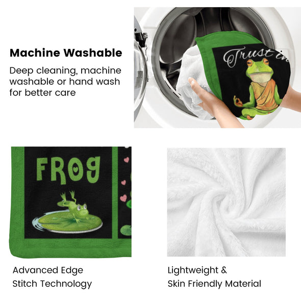 Frog Pattern Blanket Fleece Throw Blanket Super Soft Warm Gifts for Baby Girls Boys Kids Mom Grandma Room Decor