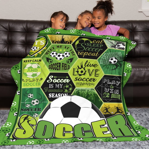 Soccer Blanket, Soccer Sports Themed Throw, Soft Nap Throw Blanket for Home Boys Girls Women Men Soccer Lovers Gifts