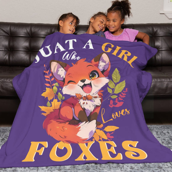 Fox Pattern Blanket Fleece Throw Blanket Super Soft Warm Gifts for Baby Girls Boys Kids Mom Grandma Room Decor