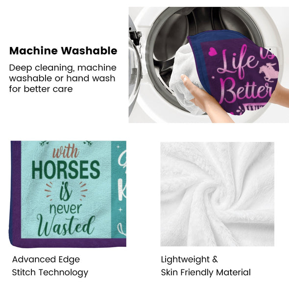 Horse Blanket Gift for Women Girl Who Loves Horses for Sofa Couch Bed Room Birthday Decor Bed Travel