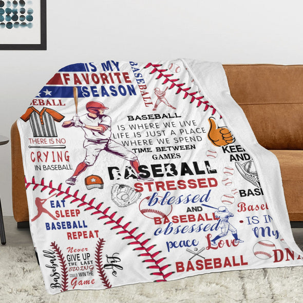Baseball Pattern Blanket Fleece Throw Blanket Super Soft Warm Gifts for Baby Girls Boys Kids Mom Grandma Room Decor