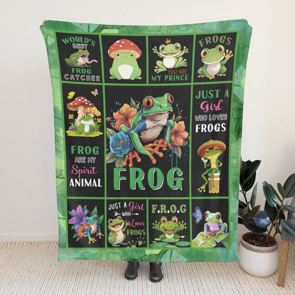Frog Pattern Blanket Fleece Throw Blanket Super Soft Warm Gifts for Baby Girls Boys Kids Mom Grandma Room Decor