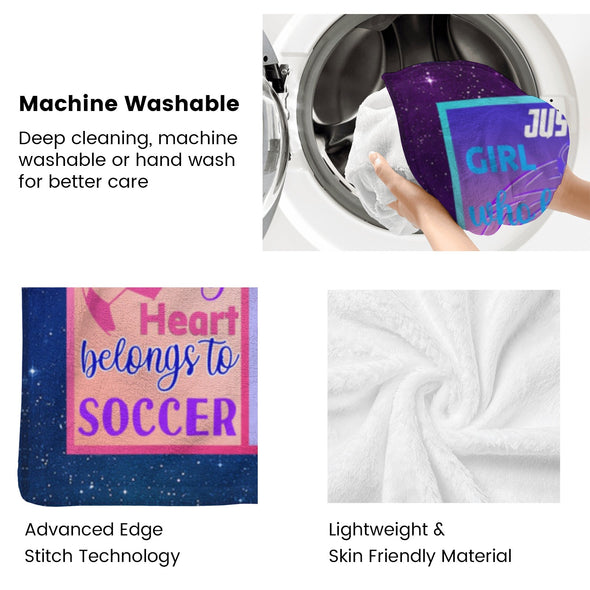 Soccer Blanket, Soccer Sports Themed Throw, Soft Nap Throw Blanket for Home Boys Girls Women Men Soccer Lovers Gifts