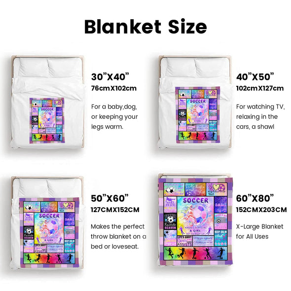 Soccer Blanket, Soccer Sports Themed Throw, Soft Nap Throw Blanket for Home Boys Girls Women Men Soccer Lovers Gifts