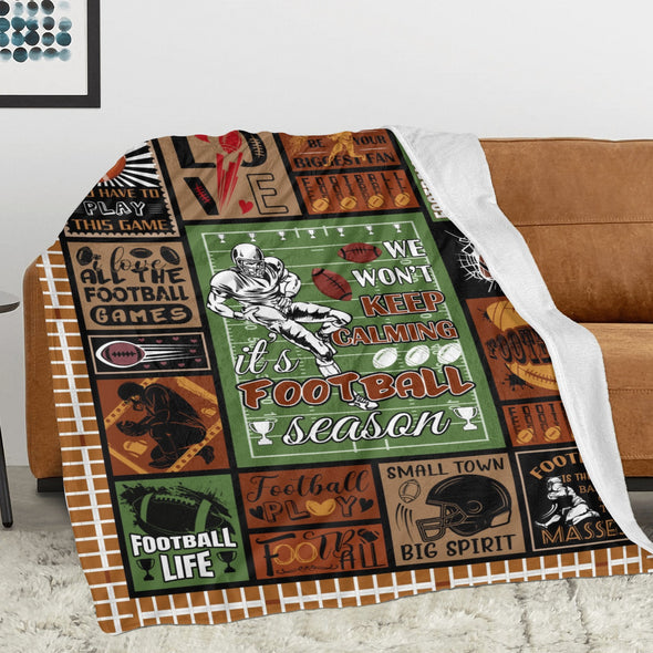 Football Pattern Blanket Fleece Throw Blanket Super Soft Warm Gifts for Baby Girls Boys Kids Mom Grandma Room Decor