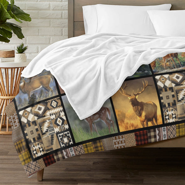 Deer Pattern Blanket Fleece Throw Blanket Super Soft Warm Gifts for Baby Girls Boys Kids Mom Grandma Room Decor