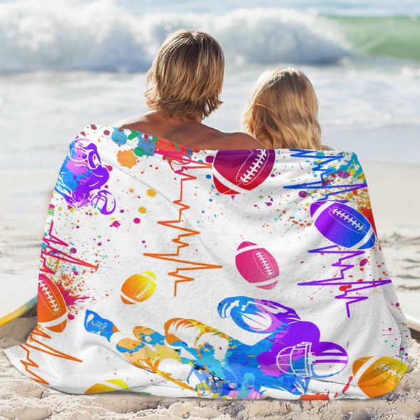 Football Pattern Blanket Fleece Throw Blanket Super Soft Warm Gifts for Baby Girls Boys Kids Mom Grandma Room Decor