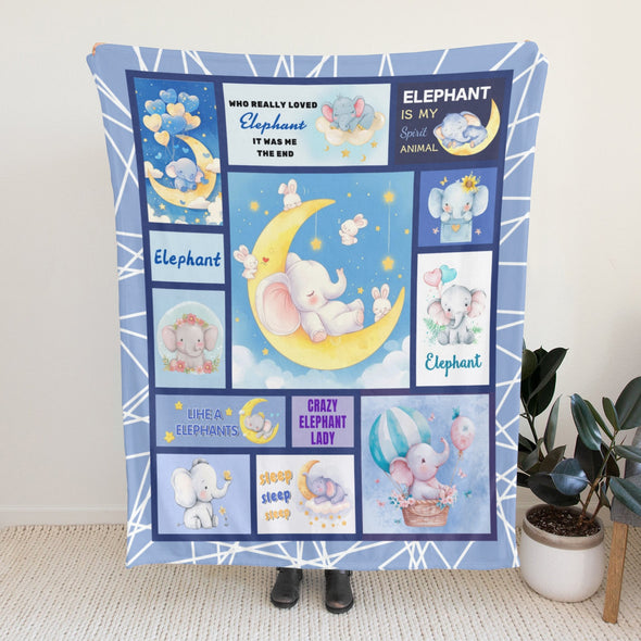 Elephant Blanket Fleece Throw Blanket Super Soft Warm Gifts for Girls Boys Kids Room Decor