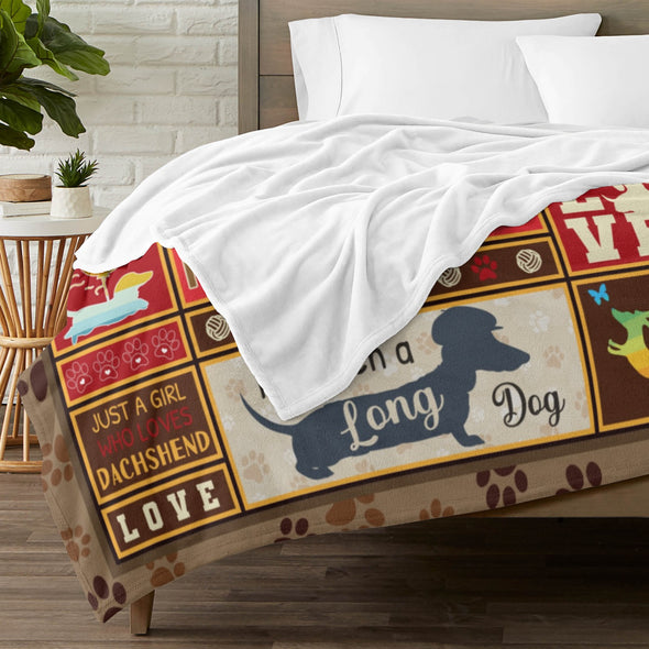 Dachshund Pattern Blanket Fleece Throw Blanket Super Soft Warm Gifts for Baby Girls Boys Kids Mom Grandma Room Decor