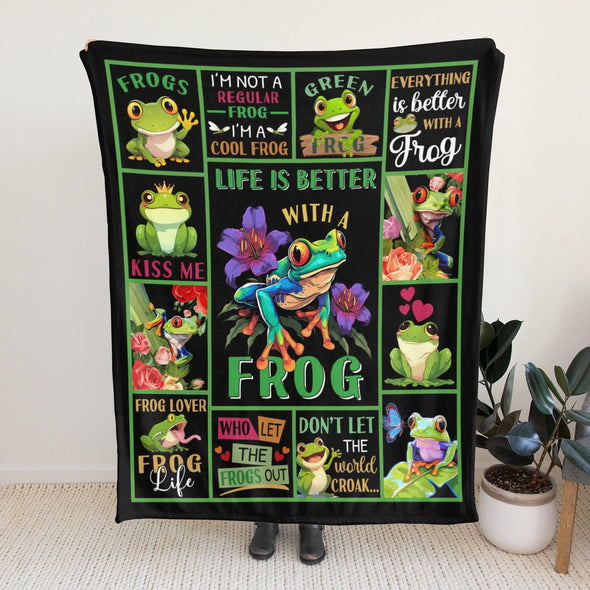 Frog Pattern Blanket Fleece Throw Blanket Super Soft Warm Gifts for Baby Girls Boys Kids Mom Grandma Room Decor