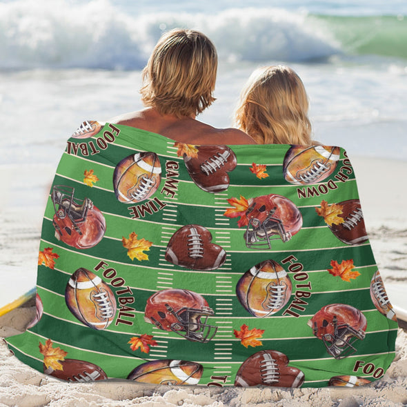 Football Pattern Blanket Fleece Throw Blanket Super Soft Warm Gifts for Baby Girls Boys Kids Mom Grandma Room Decor