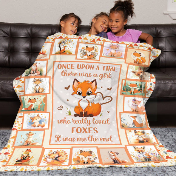 Fox Pattern Blanket Fleece Throw Blanket Super Soft Warm Gifts for Baby Girls Boys Kids Mom Grandma Room Decor