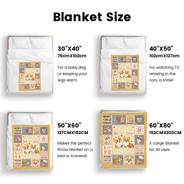 Corgi Blanket Fleece Throw Blanket Super Soft Warm Gifts for Baby Girls Boys Kids Mom Grandma Room Decor