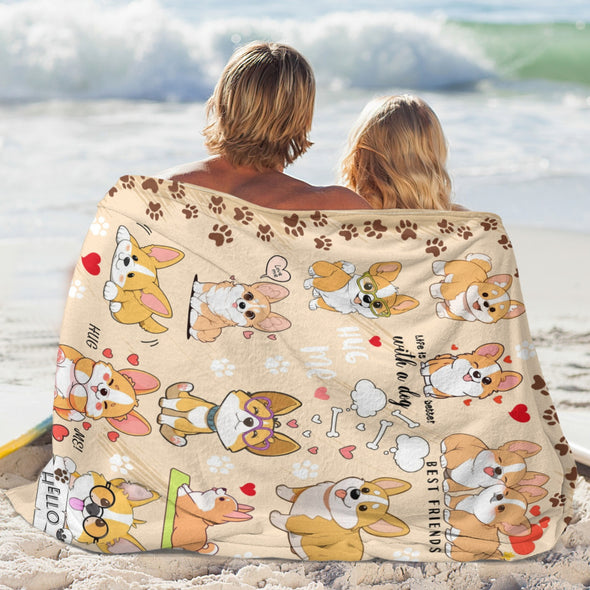 Corgi Blanket Fleece Throw Blanket Super Soft Warm Gifts for Baby Girls Boys Kids Mom Grandma Room Decor