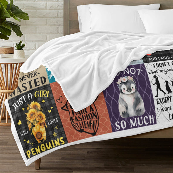 Penguin Blanket Fleece Throw Blanket Super Soft Warm Gifts for Baby Girls Boys Kids Mom Grandma Room Decor