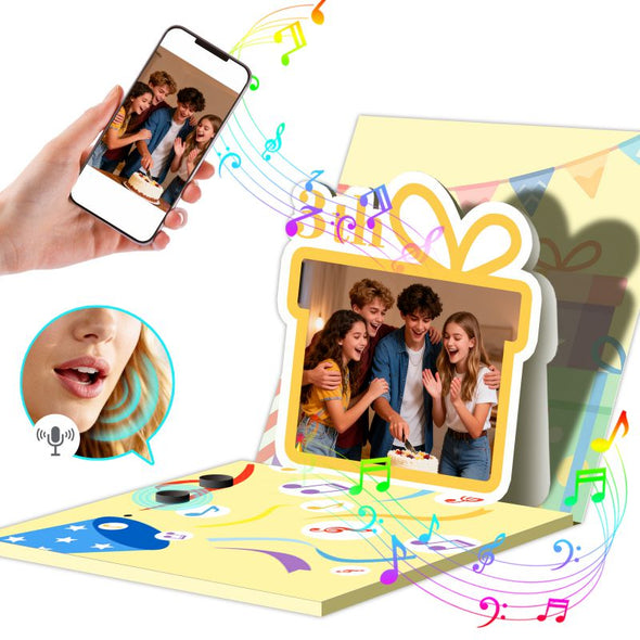 Custom Musical Greeting Cards with Personalized Photo Music Christmas Birthdays Valentine's Day and Weddings Gift for Family Friends and Couples