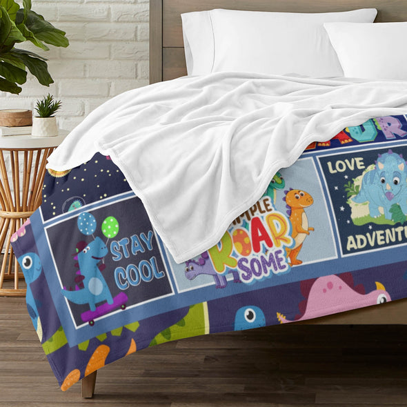 Dinosaur Blanket for Boys Kids Soft Flannel Blanket for Children's Toys are Suitable for Beds, Sofas and School Lunch Break-2-hml Balnket