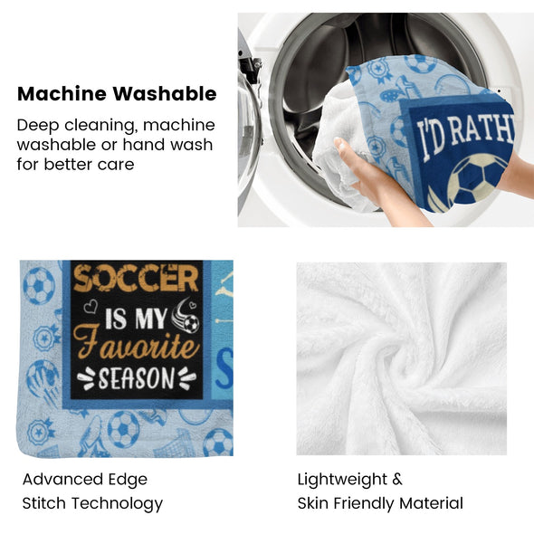 Soccer Blanket, Soccer Sports Themed Throw, Soft Nap Throw Blanket for Home Boys Girls Women Men Soccer Lovers Gifts