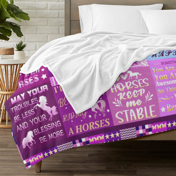 Horse Blanket Gift for Women Girl Who Loves Horses for Sofa Couch Bed Room Birthday Decor Bed Travel