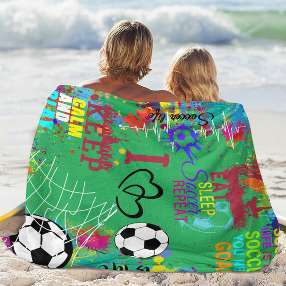 Soccer Blanket, Soccer Sports Themed Throw, Soft Nap Throw Blanket for Home Boys Girls Women Men Soccer Lovers Gifts