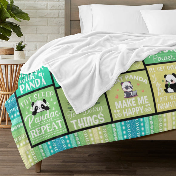 Panda Pattern Blanket Fleece Throw Blanket Super Soft Warm Gifts for Baby Girls Boys Kids Mom Grandma Room Decor
