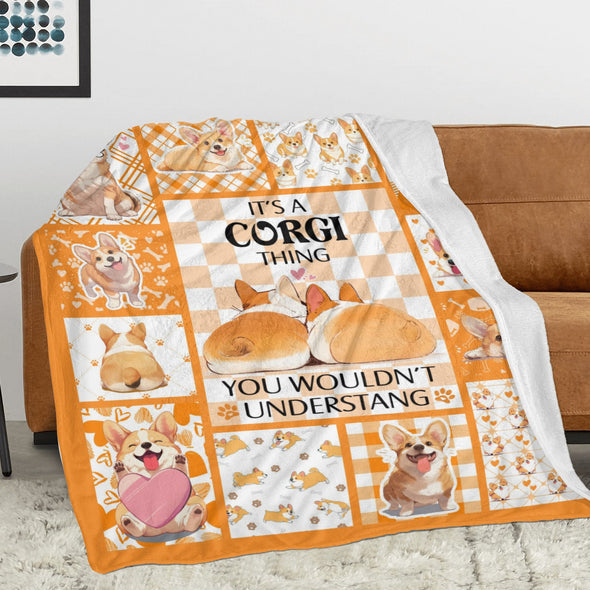 Corgi Blanket Fleece Throw Blanket Super Soft Warm Gifts for Baby Girls Boys Kids Mom Grandma Room Decor