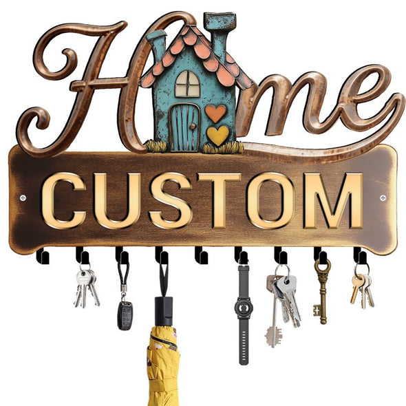 Personalized Metal Key Holder Custom Family Name Rack Hooks for Wall Mount Home Living Room Kitchen Decor Housewarming Wedding Gift